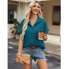 imageZeagoo Short Sleeve Summer Tops for Women Casual Button Down Shirts SolidStriped Business Work BlousesBlue Green