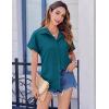 imageZeagoo Short Sleeve Summer Tops for Women Casual Button Down Shirts SolidStriped Business Work BlousesBlue Green