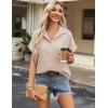 imageZeagoo Short Sleeve Summer Tops for Women Casual Button Down Shirts SolidStriped Business Work BlousesChampagne