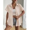 imageZeagoo Short Sleeve Summer Tops for Women Casual Button Down Shirts SolidStriped Business Work BlousesChampagne
