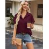 imageZeagoo Short Sleeve Summer Tops for Women Casual Button Down Shirts SolidStriped Business Work BlousesDark Red