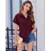 imageZeagoo Short Sleeve Summer Tops for Women Casual Button Down Shirts SolidStriped Business Work BlousesDark Red