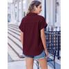 imageZeagoo Short Sleeve Summer Tops for Women Casual Button Down Shirts SolidStriped Business Work BlousesDark Red