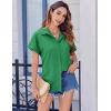 imageZeagoo Short Sleeve Summer Tops for Women Casual Button Down Shirts SolidStriped Business Work BlousesGreen