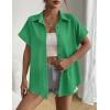 imageZeagoo Short Sleeve Summer Tops for Women Casual Button Down Shirts SolidStriped Business Work BlousesGreen