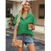 imageZeagoo Short Sleeve Summer Tops for Women Casual Button Down Shirts SolidStriped Business Work BlousesGreen