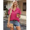 imageZeagoo Short Sleeve Summer Tops for Women Casual Button Down Shirts SolidStriped Business Work BlousesHot Pink