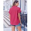 imageZeagoo Short Sleeve Summer Tops for Women Casual Button Down Shirts SolidStriped Business Work BlousesHot Pink