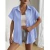 imageZeagoo Short Sleeve Summer Tops for Women Casual Button Down Shirts SolidStriped Business Work BlousesJh41