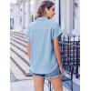 imageZeagoo Short Sleeve Summer Tops for Women Casual Button Down Shirts SolidStriped Business Work BlousesLight Blue