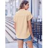 imageZeagoo Short Sleeve Summer Tops for Women Casual Button Down Shirts SolidStriped Business Work BlousesLight Khaki