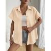 imageZeagoo Short Sleeve Summer Tops for Women Casual Button Down Shirts SolidStriped Business Work BlousesLight Khaki
