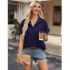 imageZeagoo Short Sleeve Summer Tops for Women Casual Button Down Shirts SolidStriped Business Work BlousesNavy Blue