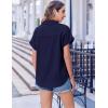 imageZeagoo Short Sleeve Summer Tops for Women Casual Button Down Shirts SolidStriped Business Work BlousesNavy Blue