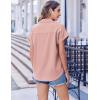 imageZeagoo Short Sleeve Summer Tops for Women Casual Button Down Shirts SolidStriped Business Work BlousesPink