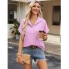 imageZeagoo Short Sleeve Summer Tops for Women Casual Button Down Shirts SolidStriped Business Work BlousesTw302