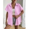 imageZeagoo Short Sleeve Summer Tops for Women Casual Button Down Shirts SolidStriped Business Work BlousesTw302