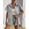 imageZeagoo Short Sleeve Summer Tops for Women Casual Button Down Shirts SolidStriped Business Work BlousesTw305