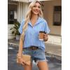 imageZeagoo Short Sleeve Summer Tops for Women Casual Button Down Shirts SolidStriped Business Work BlousesTw636
