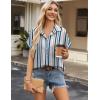 imageZeagoo Short Sleeve Summer Tops for Women Casual Button Down Shirts SolidStriped Business Work BlousesTw721