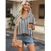 imageZeagoo Short Sleeve Summer Tops for Women Casual Button Down Shirts SolidStriped Business Work BlousesTw776