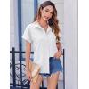 imageZeagoo Short Sleeve Summer Tops for Women Casual Button Down Shirts SolidStriped Business Work BlousesWhite