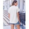 imageZeagoo Short Sleeve Summer Tops for Women Casual Button Down Shirts SolidStriped Business Work BlousesWhite