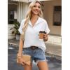imageZeagoo Short Sleeve Summer Tops for Women Casual Button Down Shirts SolidStriped Business Work BlousesWhite