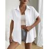 imageZeagoo Short Sleeve Summer Tops for Women Casual Button Down Shirts SolidStriped Business Work BlousesWhite