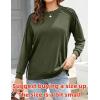 imageZeagoo Tunic Tops for Women 2025 Spring Long Sleeve Shirts Dressy Casual Crewneck Pleated Cute Tops Side Split SweatshirtsArmy Green