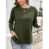 imageZeagoo Tunic Tops for Women 2025 Spring Long Sleeve Shirts Dressy Casual Crewneck Pleated Cute Tops Side Split SweatshirtsArmy Green