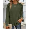 imageZeagoo Tunic Tops for Women 2025 Spring Long Sleeve Shirts Dressy Casual Crewneck Pleated Cute Tops Side Split SweatshirtsArmy Green