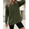 imageZeagoo Tunic Tops for Women 2025 Spring Long Sleeve Shirts Dressy Casual Crewneck Pleated Cute Tops Side Split SweatshirtsArmy Green