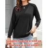 imageZeagoo Tunic Tops for Women 2025 Spring Long Sleeve Shirts Dressy Casual Crewneck Pleated Cute Tops Side Split SweatshirtsBlack