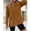 imageZeagoo Tunic Tops for Women 2025 Spring Long Sleeve Shirts Dressy Casual Crewneck Pleated Cute Tops Side Split SweatshirtsBrown