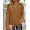 imageZeagoo Tunic Tops for Women 2025 Spring Long Sleeve Shirts Dressy Casual Crewneck Pleated Cute Tops Side Split SweatshirtsBrown