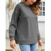 imageZeagoo Tunic Tops for Women 2025 Spring Long Sleeve Shirts Dressy Casual Crewneck Pleated Cute Tops Side Split SweatshirtsDark Grey