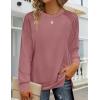 imageZeagoo Tunic Tops for Women 2025 Spring Long Sleeve Shirts Dressy Casual Crewneck Pleated Cute Tops Side Split SweatshirtsDark Pink