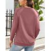 imageZeagoo Tunic Tops for Women 2025 Spring Long Sleeve Shirts Dressy Casual Crewneck Pleated Cute Tops Side Split SweatshirtsDark Pink