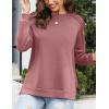 imageZeagoo Tunic Tops for Women 2025 Spring Long Sleeve Shirts Dressy Casual Crewneck Pleated Cute Tops Side Split SweatshirtsDark Pink