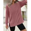 imageZeagoo Tunic Tops for Women 2025 Spring Long Sleeve Shirts Dressy Casual Crewneck Pleated Cute Tops Side Split SweatshirtsDark Pink