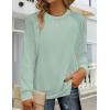imageZeagoo Tunic Tops for Women 2025 Spring Long Sleeve Shirts Dressy Casual Crewneck Pleated Cute Tops Side Split SweatshirtsIce Green