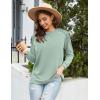 imageZeagoo Tunic Tops for Women 2025 Spring Long Sleeve Shirts Dressy Casual Crewneck Pleated Cute Tops Side Split SweatshirtsIce Green
