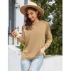 imageZeagoo Tunic Tops for Women 2025 Spring Long Sleeve Shirts Dressy Casual Crewneck Pleated Cute Tops Side Split SweatshirtsKhaki