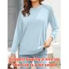 imageZeagoo Tunic Tops for Women 2025 Spring Long Sleeve Shirts Dressy Casual Crewneck Pleated Cute Tops Side Split SweatshirtsLight Blue