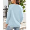 imageZeagoo Tunic Tops for Women 2025 Spring Long Sleeve Shirts Dressy Casual Crewneck Pleated Cute Tops Side Split SweatshirtsLight Blue