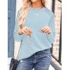 imageZeagoo Tunic Tops for Women 2025 Spring Long Sleeve Shirts Dressy Casual Crewneck Pleated Cute Tops Side Split SweatshirtsLight Blue