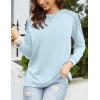 imageZeagoo Tunic Tops for Women 2025 Spring Long Sleeve Shirts Dressy Casual Crewneck Pleated Cute Tops Side Split SweatshirtsLight Blue