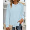 imageZeagoo Tunic Tops for Women 2025 Spring Long Sleeve Shirts Dressy Casual Crewneck Pleated Cute Tops Side Split SweatshirtsLight Blue