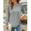 imageZeagoo Tunic Tops for Women 2025 Spring Long Sleeve Shirts Dressy Casual Crewneck Pleated Cute Tops Side Split SweatshirtsLight Grey